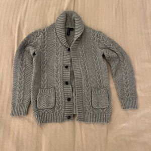 EUC Janie and Jack Grey Cable Knit Grandpa Sweater Cardigan Size 6
